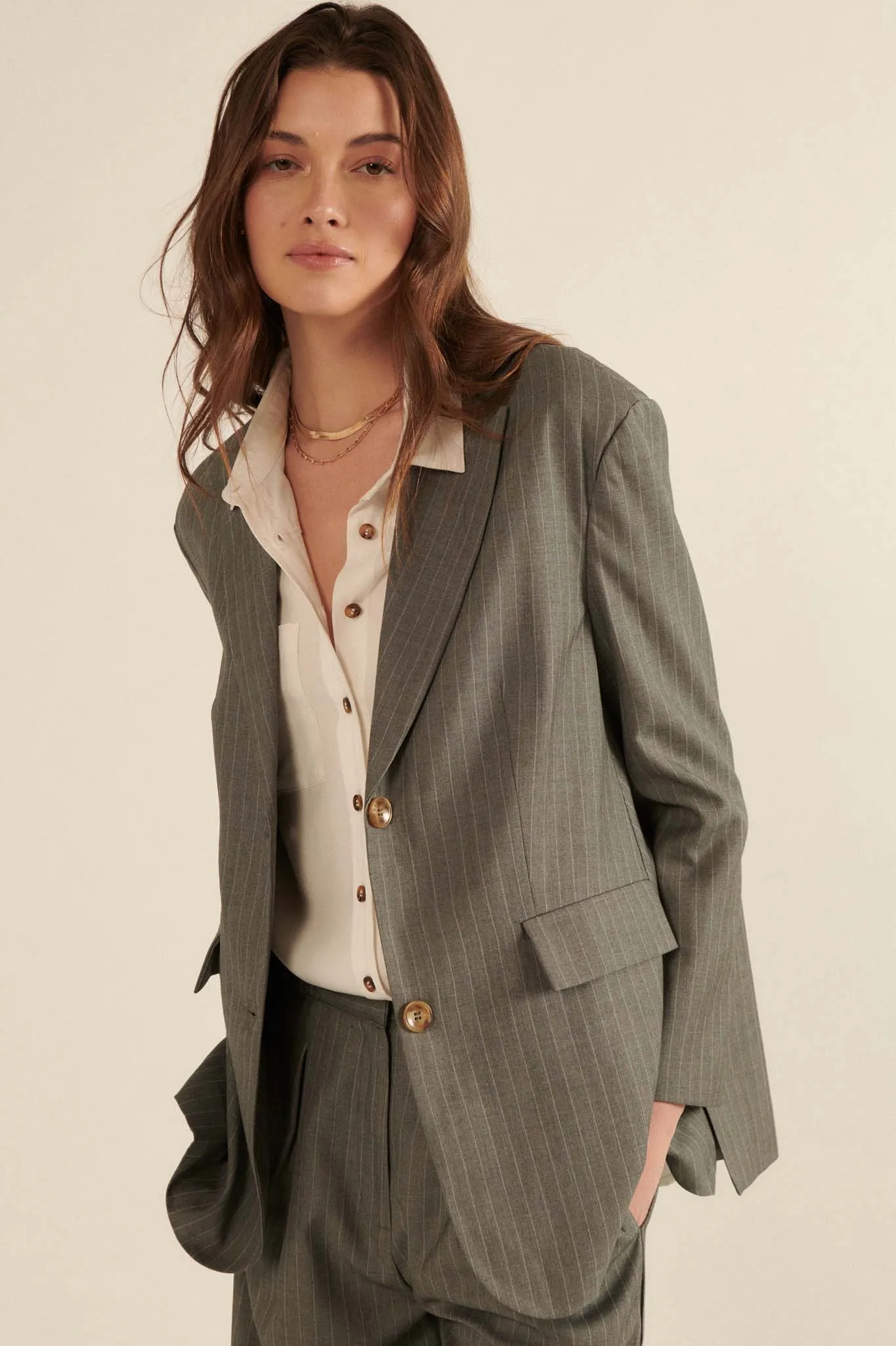 Executive Realness Oversized Pinstripe Blazer