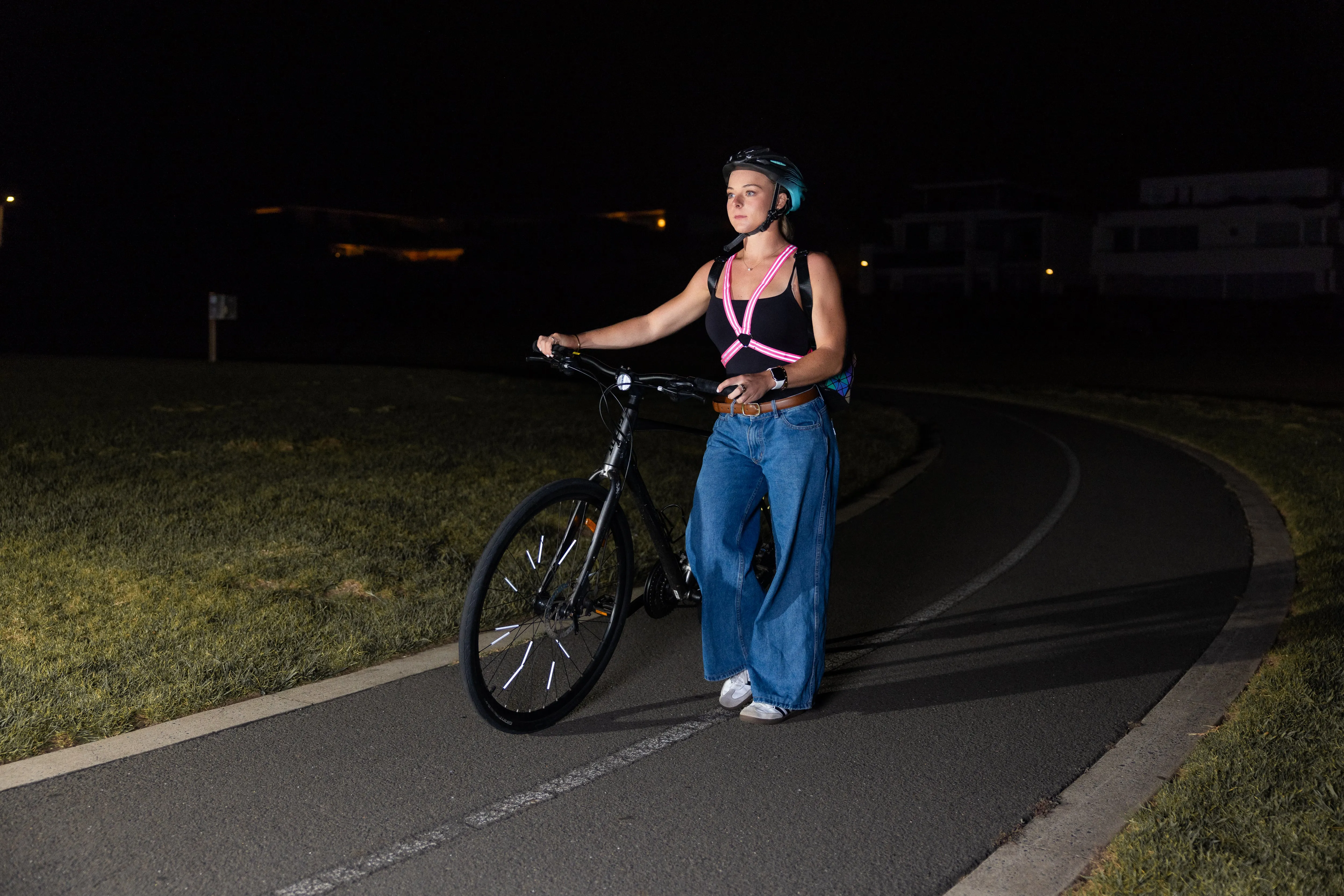 Reflective Cycling Harness - Fluro Pink
