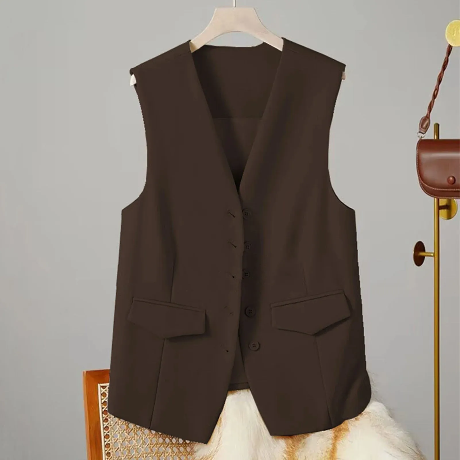 Women Suit Vest - Elegant V-Neck Sleeveless Waistcoat