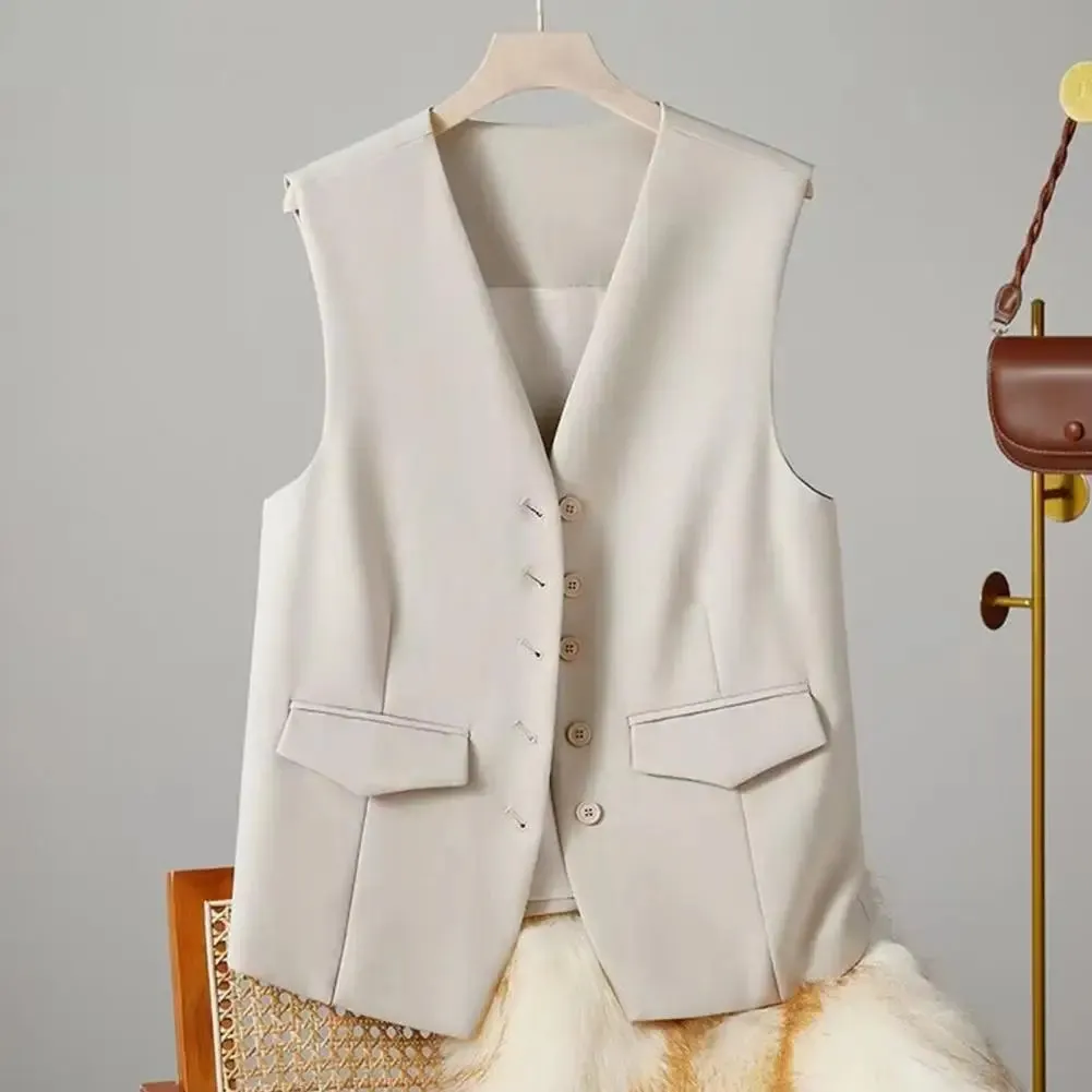 Women Suit Vest - Elegant V-Neck Sleeveless Waistcoat