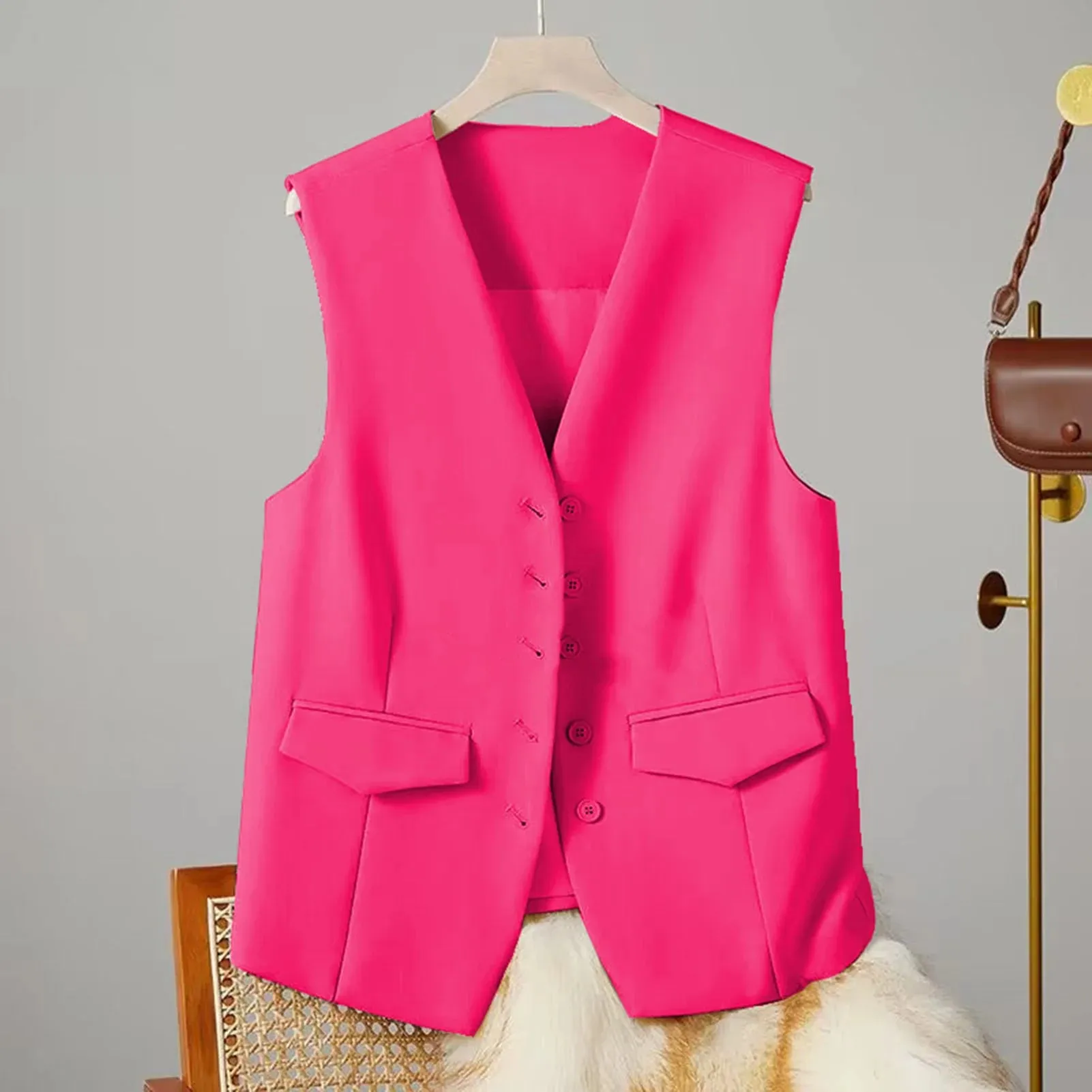 Women Suit Vest - Elegant V-Neck Sleeveless Waistcoat