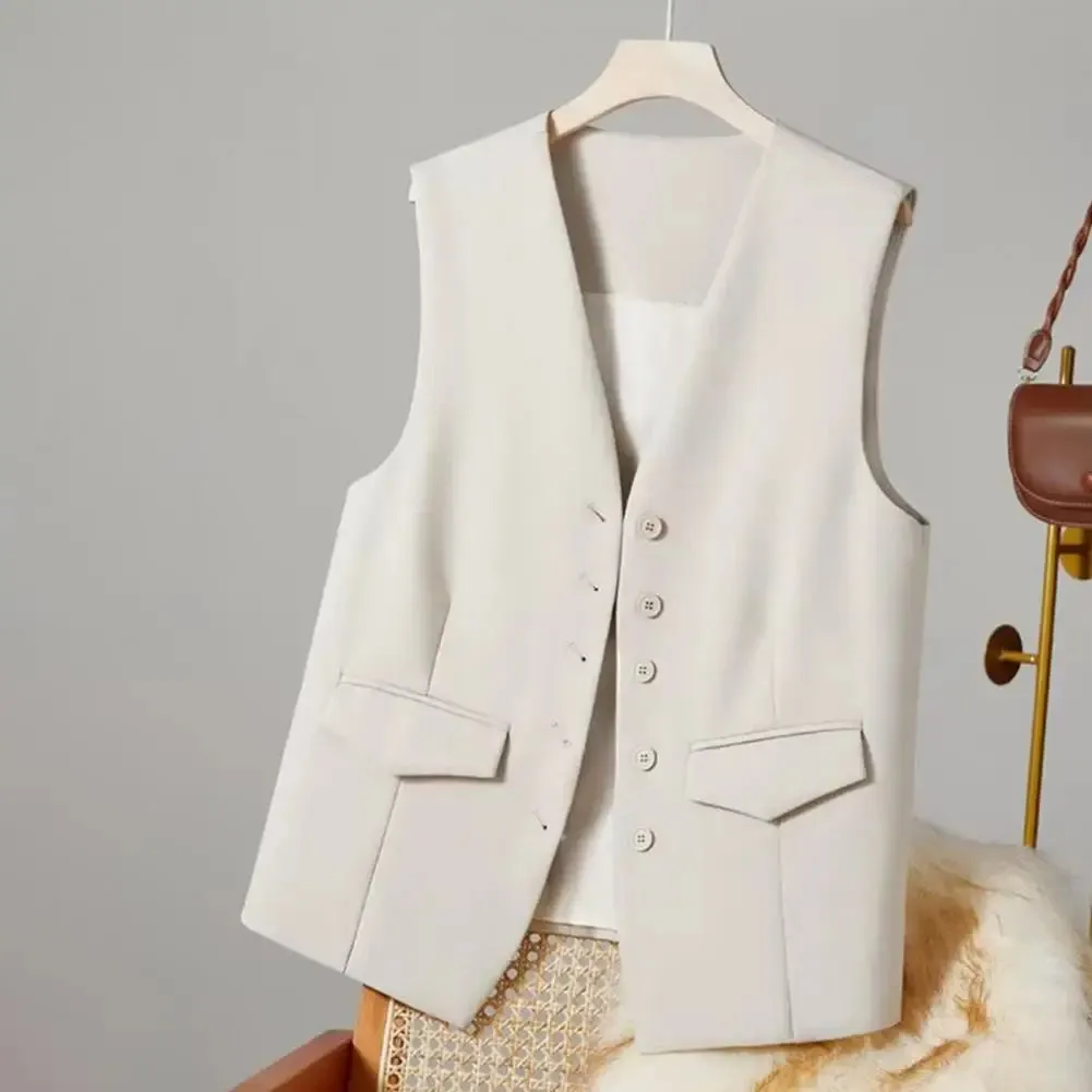Women Suit Vest - Elegant V-Neck Sleeveless Waistcoat
