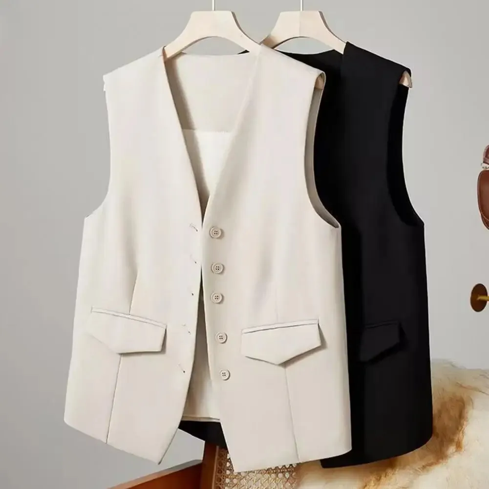 Women Suit Vest - Elegant V-Neck Sleeveless Waistcoat