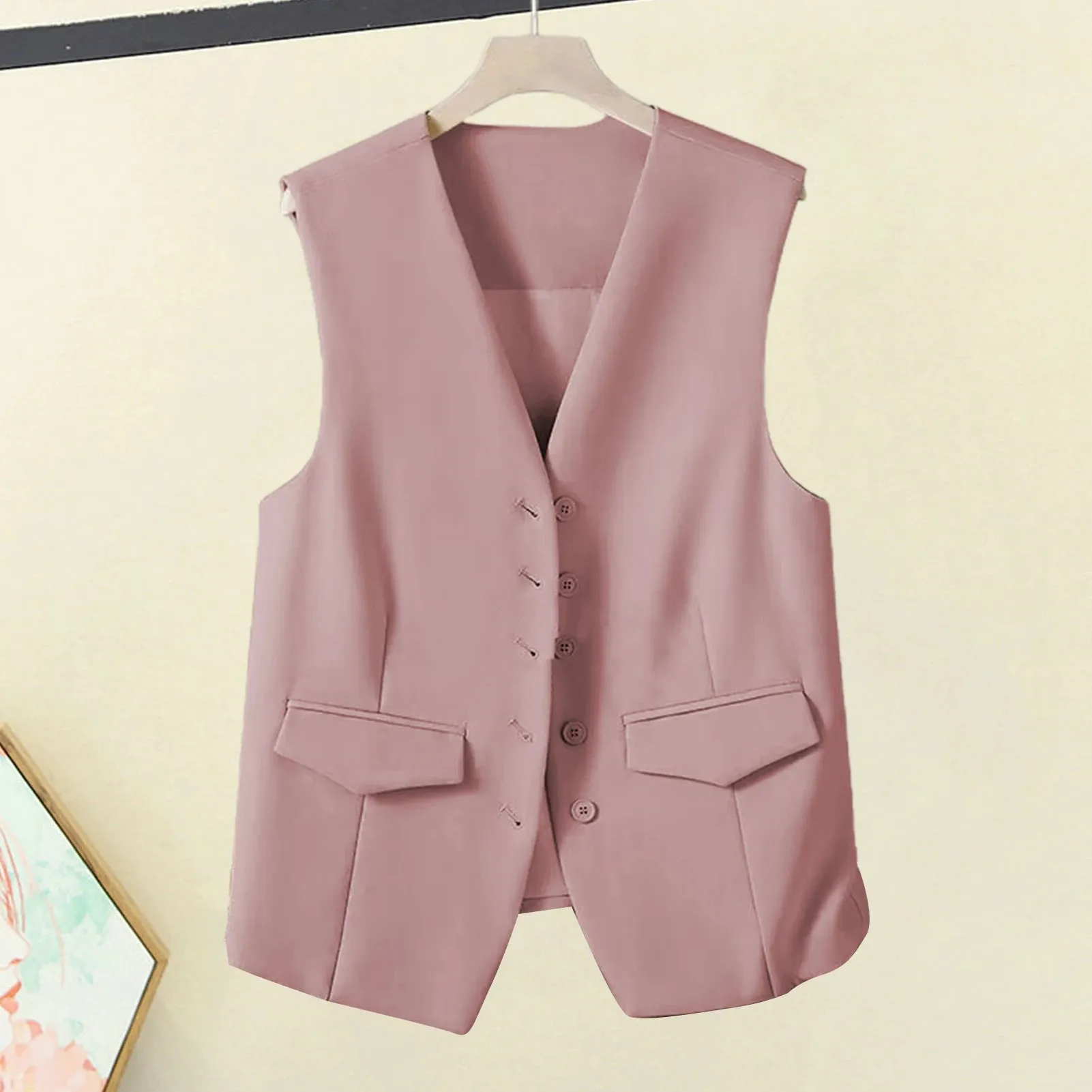 Women Suit Vest - Elegant V-Neck Sleeveless Waistcoat