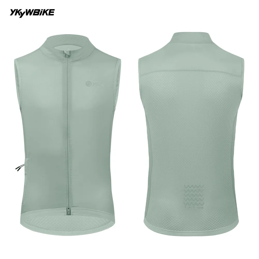 YKYW UPF50  Windproof Waterproof Sleeveless Cycling Vest Lightweight Breathable Waistcoat Windbreaker MTB Road Bike Clothing Bicycle Tights Gray Color