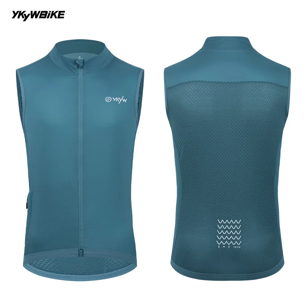 YKYW UPF50  Windproof Waterproof Sleeveless Cycling Vest Lightweight Breathable Waistcoat Windbreaker MTB Road Bike Clothing Bicycle Tights Gray Color